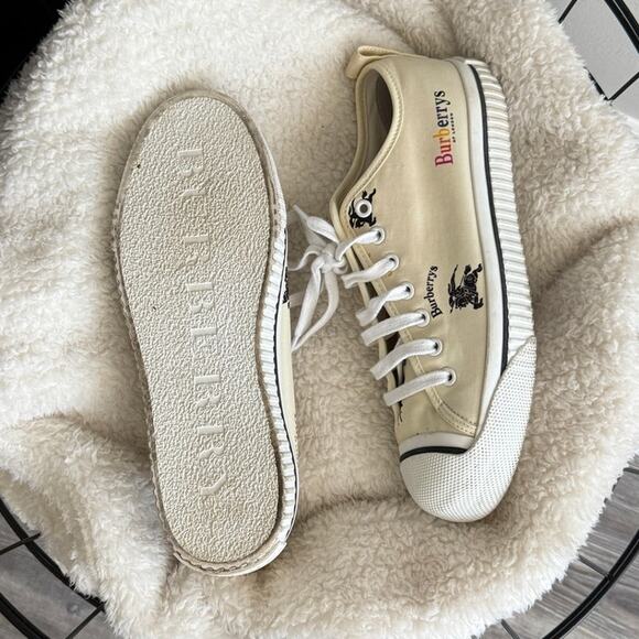 Burberry Canvas Cream Rainbow Printed Sneakers - Picture 6 of 7